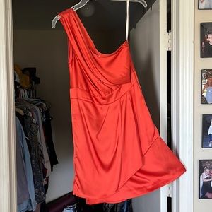Orange one shoulder cocktail dress